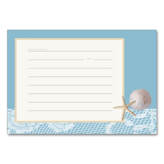 Beach Romance Rezept Card Blue Tischnummer (Vorderseite)