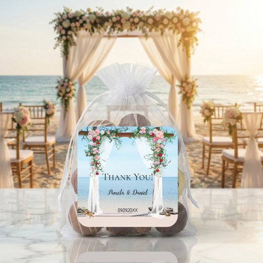 Beach Rose Arbor Wedding Vielen Dank Sticker