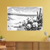 *~* Beach Rose B & W TV2 Stretchierte Canvas Print Leinwanddruck (Insitu (Wohnzimmer))