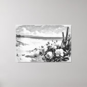 *~* Beach Rose B & W TV2 Stretchierte Canvas Print Leinwanddruck (Vorderseite)