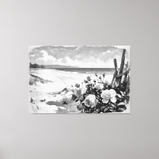 *~* Beach Rose B & W TV2 Stretchierte Canvas Print Leinwanddruck (Vorderseite)