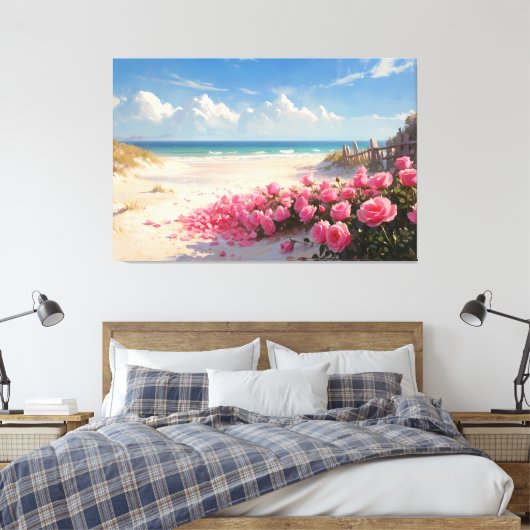 *~* Beach Rose Petals TV2 Stretched Canvas Print Leinwanddruck (Insitu (Schlafzimmer))