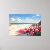 *~* Beach Rose Petals TV2 Stretched Canvas Print Leinwanddruck (Vorderseite)