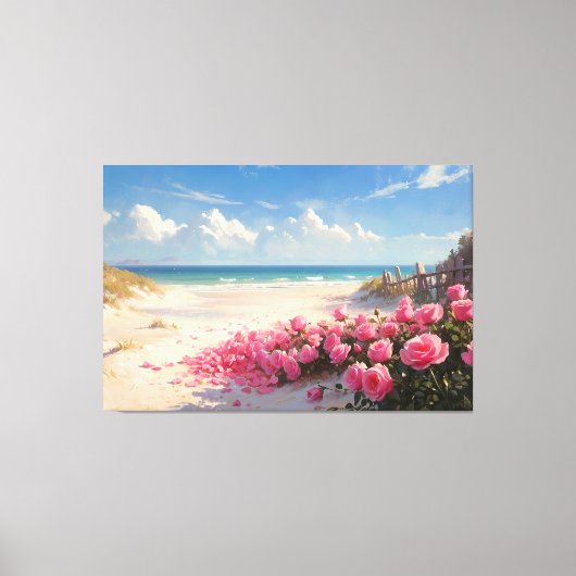*~* Beach Rose Petals TV2 Stretched Canvas Print Leinwanddruck (Vorderseite)