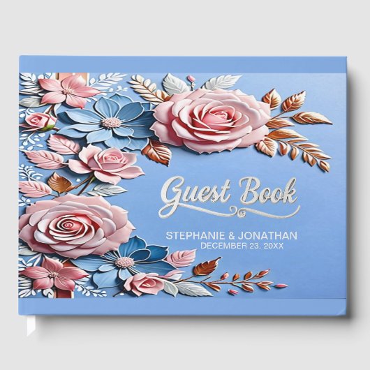 Beach Rose Quartz & Serenity Wedding Gästebuch (Vorderseite)