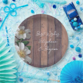 Beach Rose Wood Look Party Pappteller (Party)