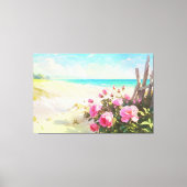 *~* Beach Rose Zaun TV2 Stretched Canvas Print Leinwanddruck (Vorderseite)