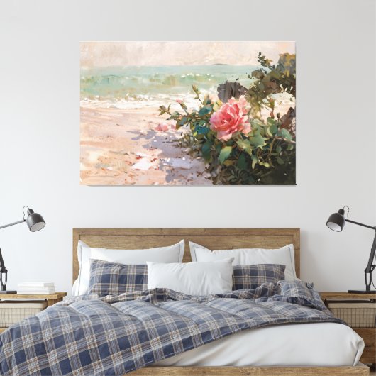*~* Beach Rosen Nah Up TV2 Stretched Canvas Print Leinwanddruck (Insitu (Schlafzimmer))