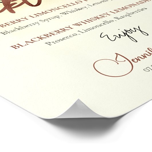 Beach Rosen Script Bachelorette Cocktails Untersch Poster (Ecke)