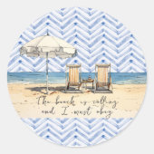 Beach ruft runder aufkleber (Vorderseite)