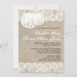 Beach Rustic Burlap Lace Hochzeit Einladung