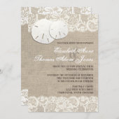 Beach Rustic Burlap Lace Hochzeit Einladung (Vorne/Hinten)
