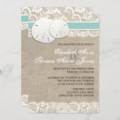 Beach Rustic Burlap Lace Hochzeit Einladung (Vorne/Hinten)