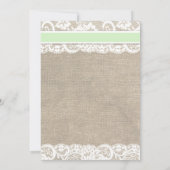 Beach Rustic Burlap Lace Hochzeit Einladung Green (Rückseite)