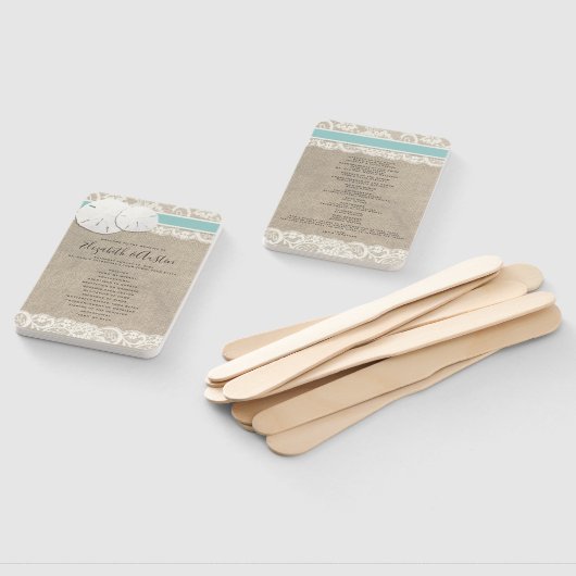 Beach Rustic Burlap Lace Wedding Program Fan Fächer (Non-assembled)