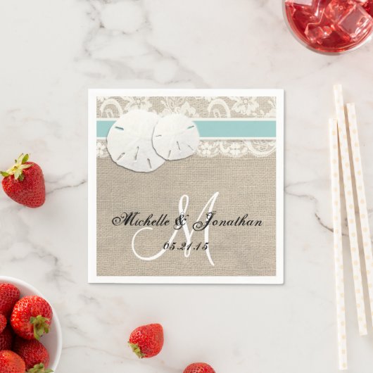 Beach Rustic Burlap Lace Wedkin Napkin Serviette (Beispiel)