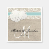 Beach Rustic Burlap Lace Wedkin Napkin Serviette (Vorderseite)