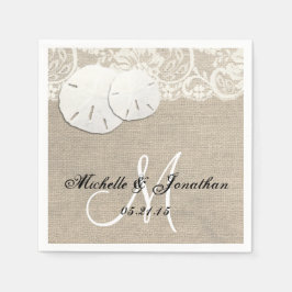 Beach Rustic Burlap Lace Wedkin Napkin Serviette