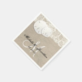 Beach Rustic Burlap Lace Wedkin Napkin Serviette (Ecke)