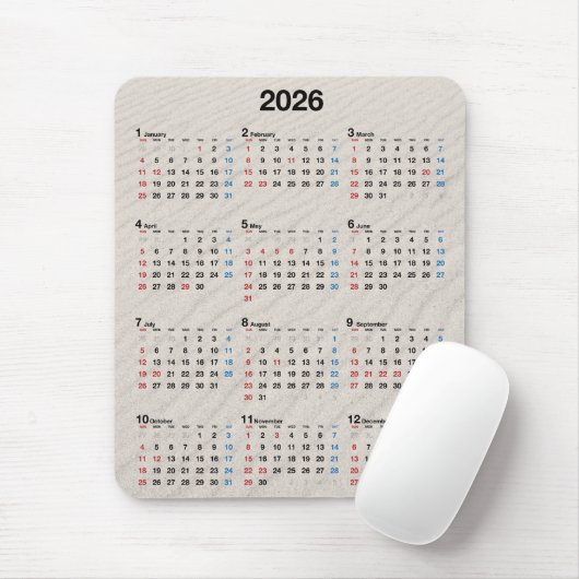Beach Sand 2024 Kalender Mousepad (Mit Mouse)