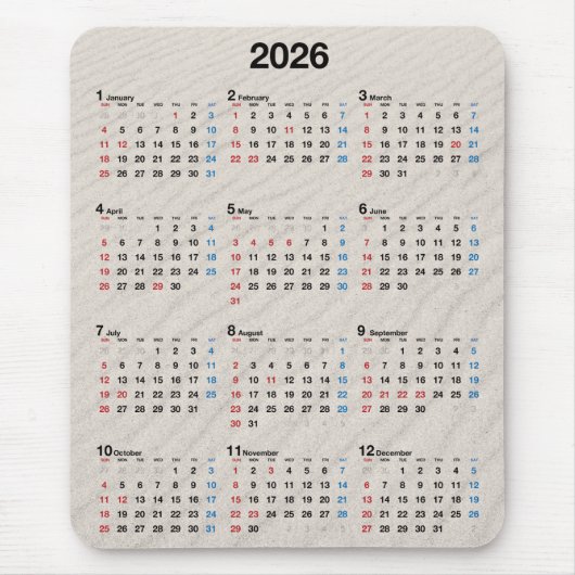 Beach Sand 2024 Kalender Mousepad (Vorne)