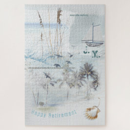 Beach Sand and Sea Collage Happy Retirement Puzzle