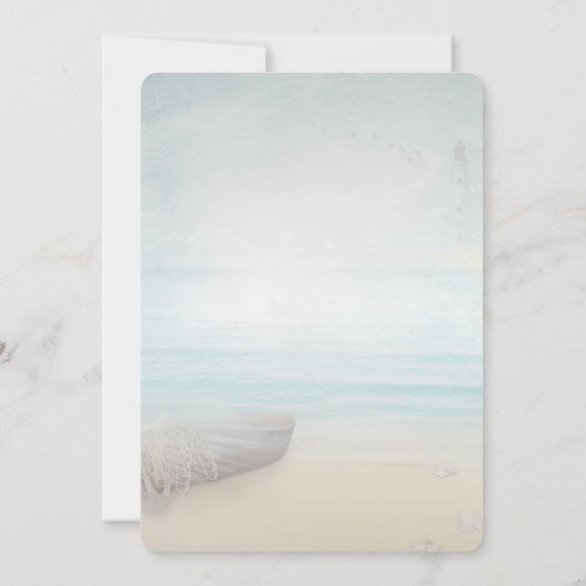 Beach Sand Boat Lighthouse Save the Date (Rückseite)