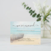 Beach Sand Boat Neue Adresse Ankündigungspostkarte (Stehend Vorderseite)