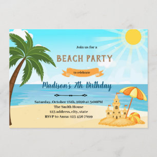 Beach-Sand-Burg - Einladung zum Geburtstag