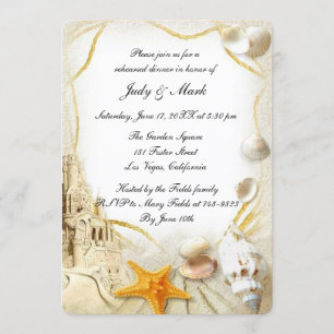Beach Sand Castle Hochzeit Probe Dinner Einladung