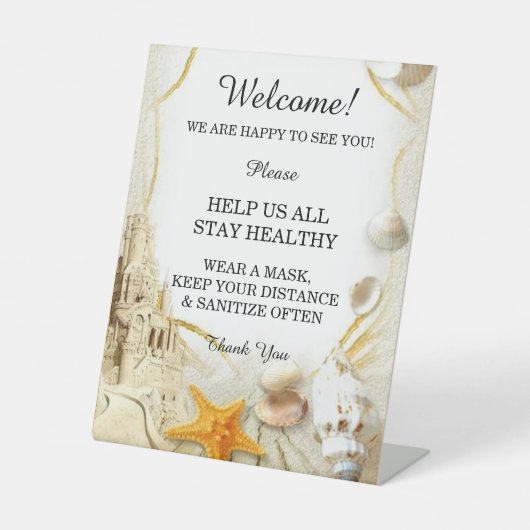 Beach Sand Castle Hochzeitsicherheit Sockelschild (Vorderseite)