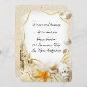 Beach Sand Castle Hochzeitskarte Einladung (Vorne/Hinten)