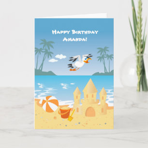 Beach Sand Castle Kindergeburtstag Grußkarte Karte