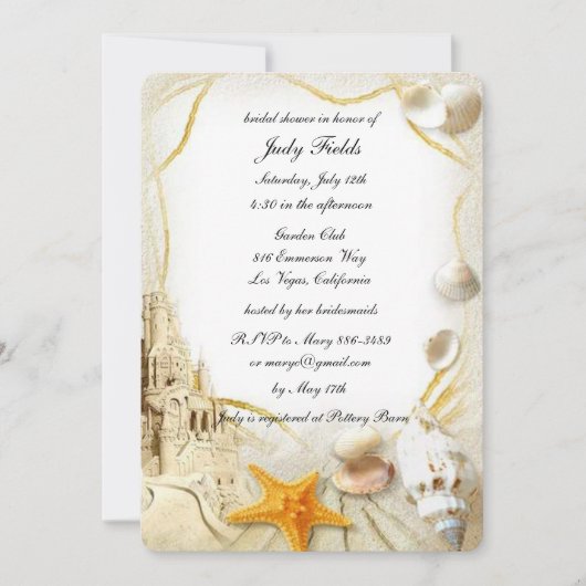 Beach Sand Castle Wedding Brautparty Card Einladung (Vorderseite)