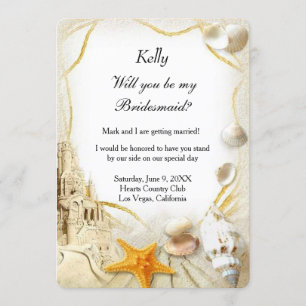 Beach Sand Castle Wedding Bridesmaid Einladung