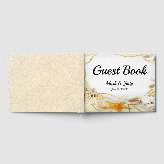 Beach Sand Castle Wedding Gäestbook Gästebuch (Voll)