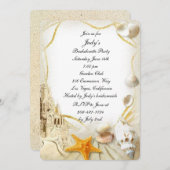 Beach Sand Castle Wedding Junggeselinnen-Abschied Einladung (Vorne/Hinten)