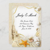 Beach Sand Castle Wedding Karte (Vorne/Hinten)