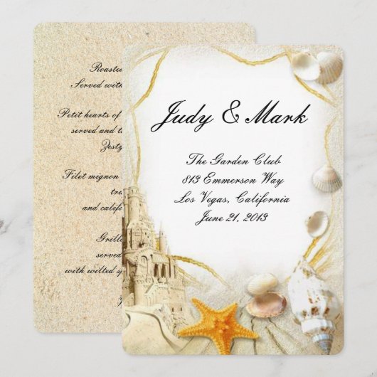 Beach Sand Castle Wedding Karte (Vorne/Hinten)