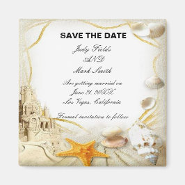 Beach Sand Castle Wedding Retten Sie das Date Magn Magnet