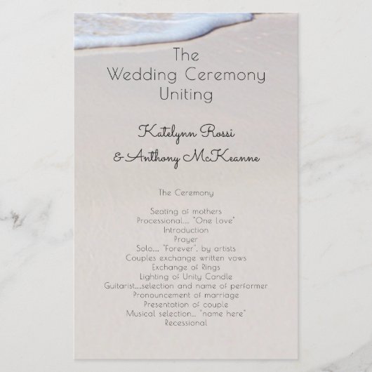Beach Sand Custom - erschwingliches Hochzeitsprogr (Vorderseite)