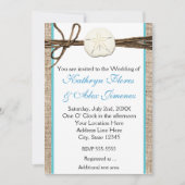 Beach Sand Dollar Burlap Türkis Einladung (Vorderseite)