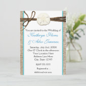 Beach Sand Dollar Burlap Türkis Einladung (Stehend Vorderseite)