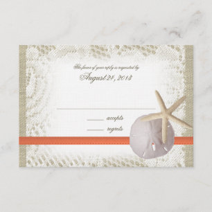 Beach Sand Dollar Hochzeitskarte RSVP Karte