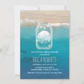 Beach Sand Dollar Mason Jar Brautparty Einladung (Vorderseite)