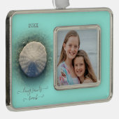Beach Sand Dollar Minze Foto Rahmen-Ornament Silber (Rechts)