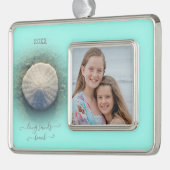Beach Sand Dollar Minze Foto Rahmen-Ornament Silber (Links)
