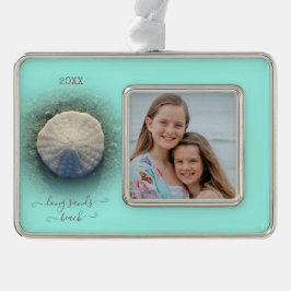 Beach Sand Dollar Minze Foto Rahmen-Ornament Silber