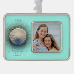 Beach Sand Dollar Minze Foto Rahmen-Ornament Silber