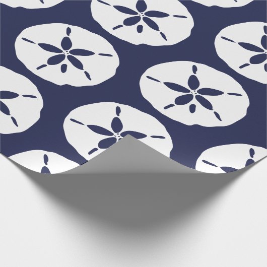 Beach Sand Dollar Navy Blue Beachcomber Geschenkpapier (Ecke)